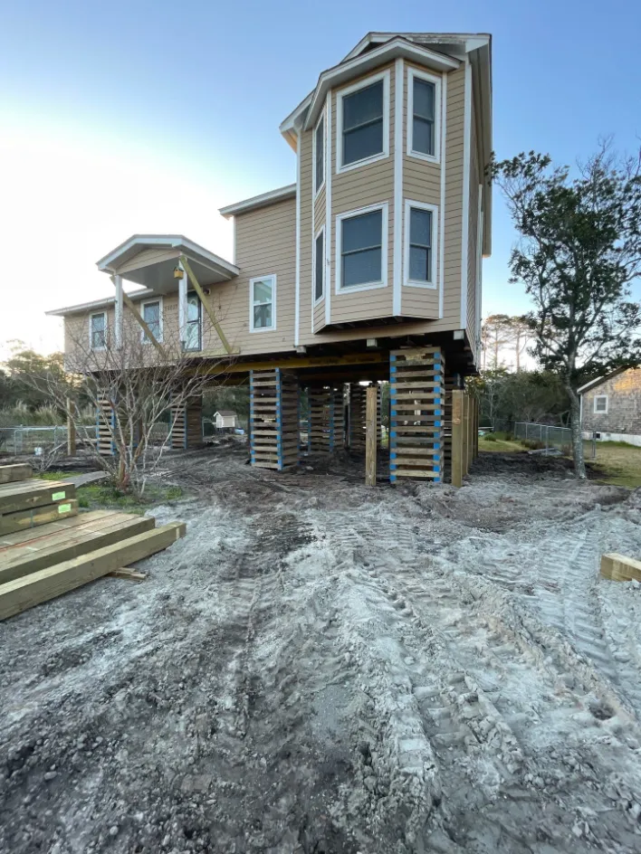 A home being lifted in North Carolina angle 2