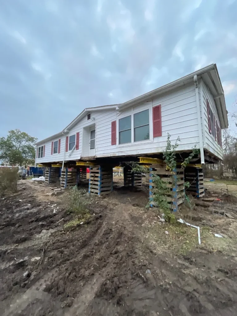 A home being elevated