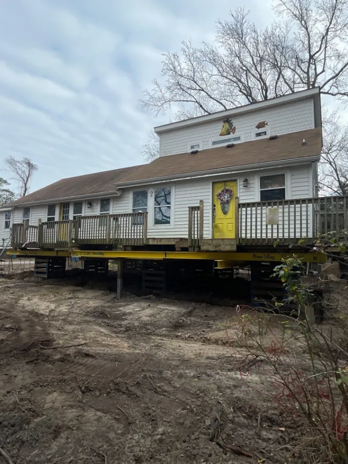 A house being lifted in North Carolina project